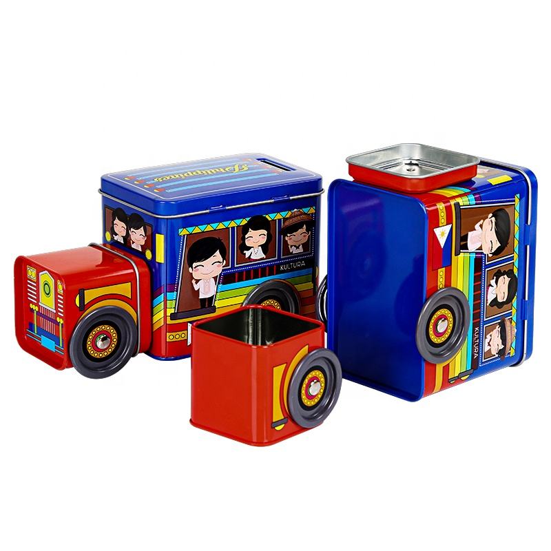 Car Shape Tin Can Custom Embossed Piggy Bank Coin Box
