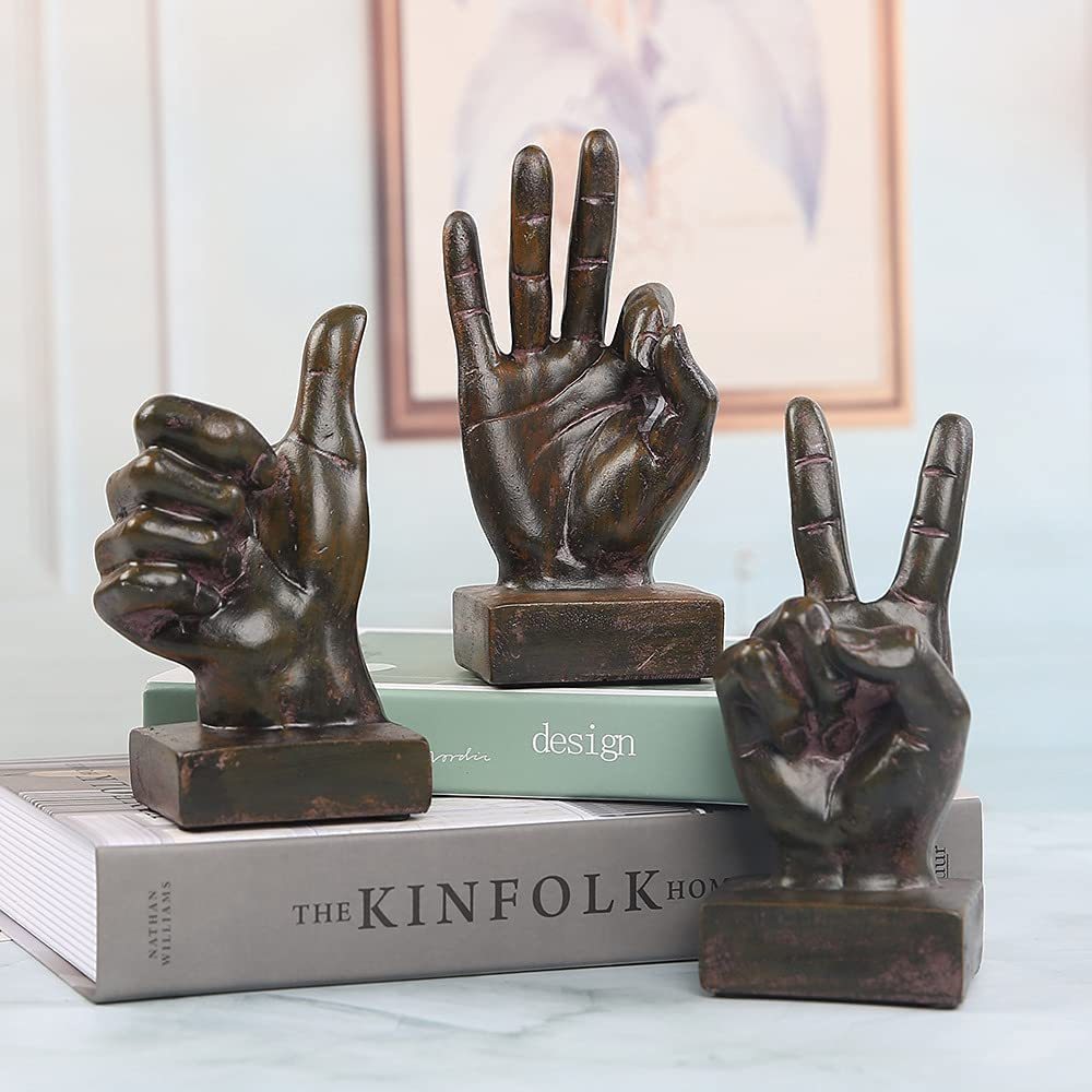 Finger Gesture Hand Carving Sculpture