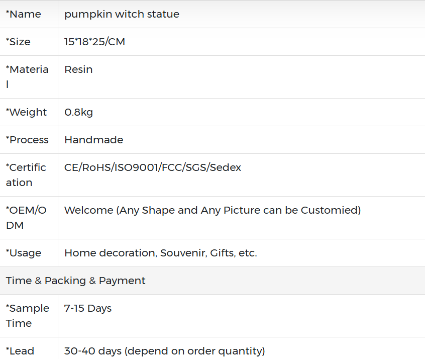 Halloween Pumpkin Witch Statue