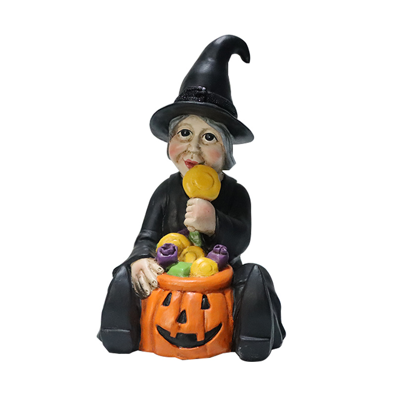 Halloween Pumpkin Witch Statue