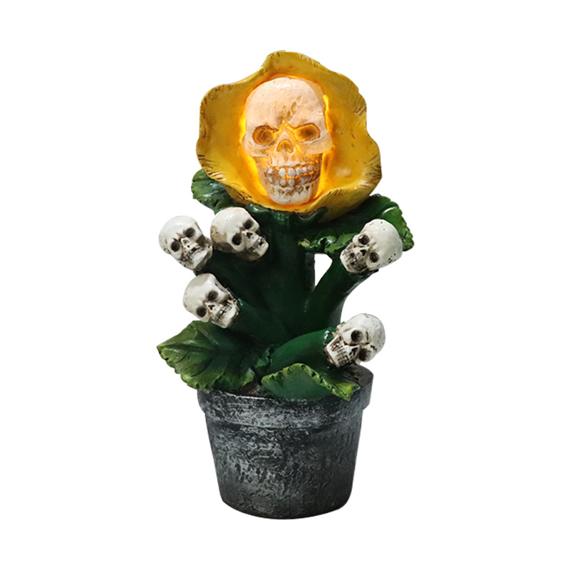 Halloween Skull Sunflower Statue