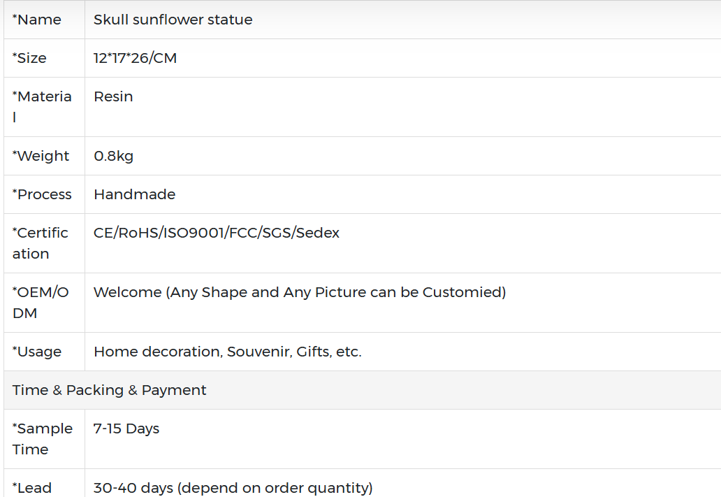 Halloween Skull Sunflower Statue