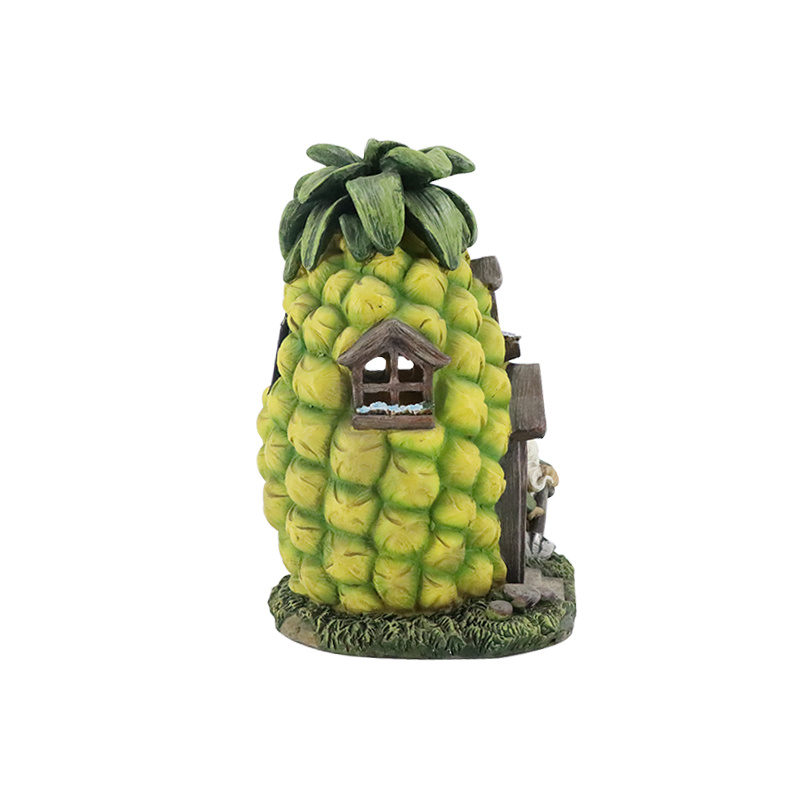 Pineapple House And Gnome Resin Statue