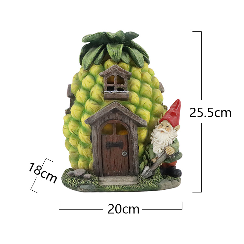 Pineapple House And Gnome Resin Statue