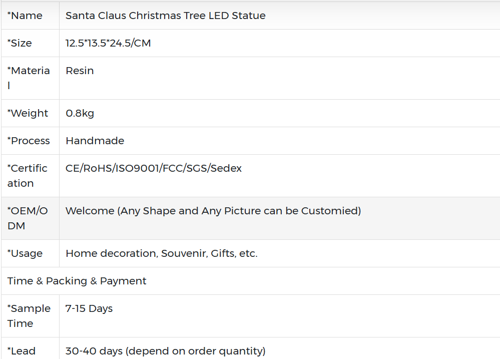 Santa Claus Xmas Tree Led Statue