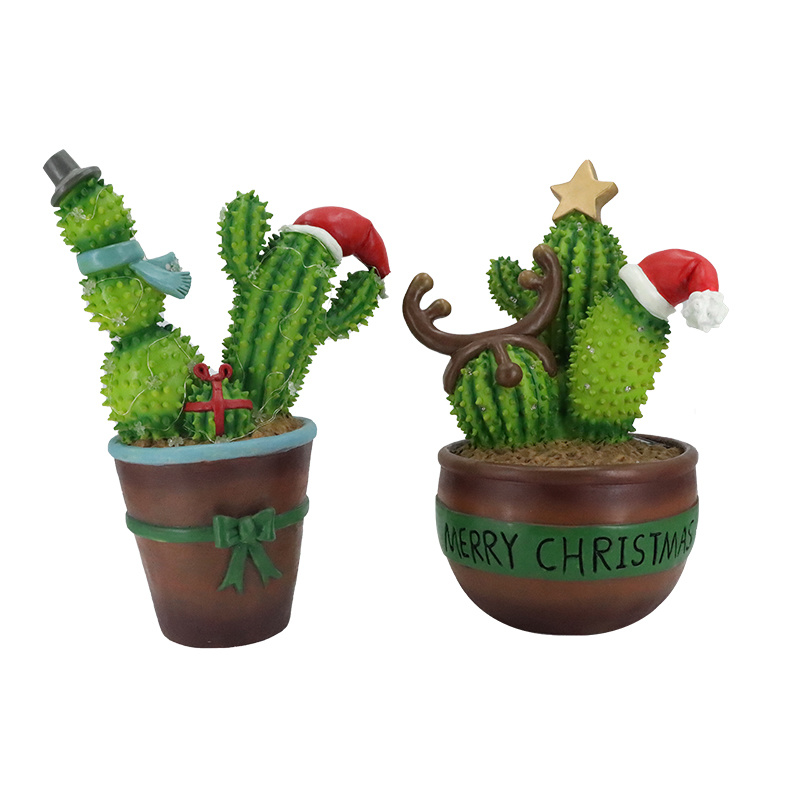 Xmas Cactus Resin Sculpture