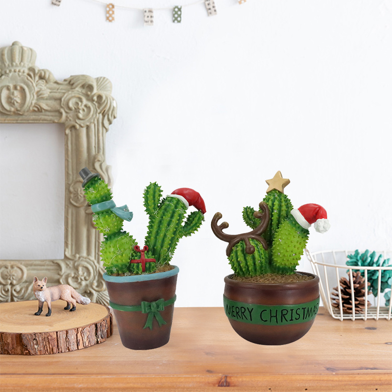 Xmas Cactus Resin Sculpture