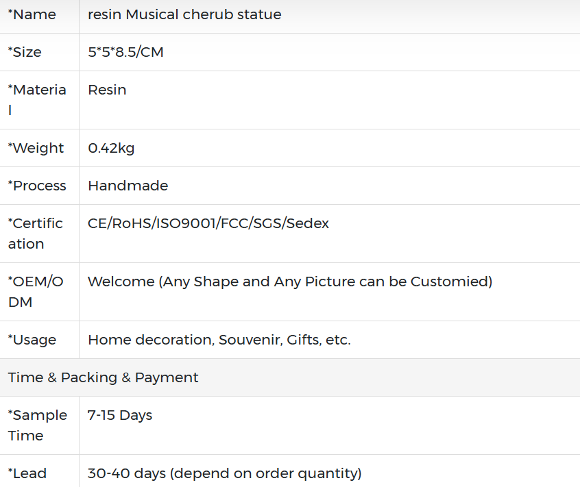 Resin Musical Cherub Statue